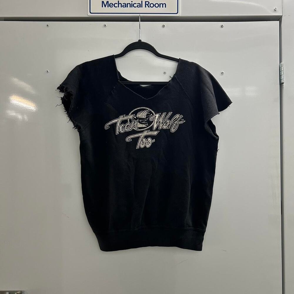 VTG 80s Black distressed/cutoff Teen Wolf Too movie promo Sweatshirt